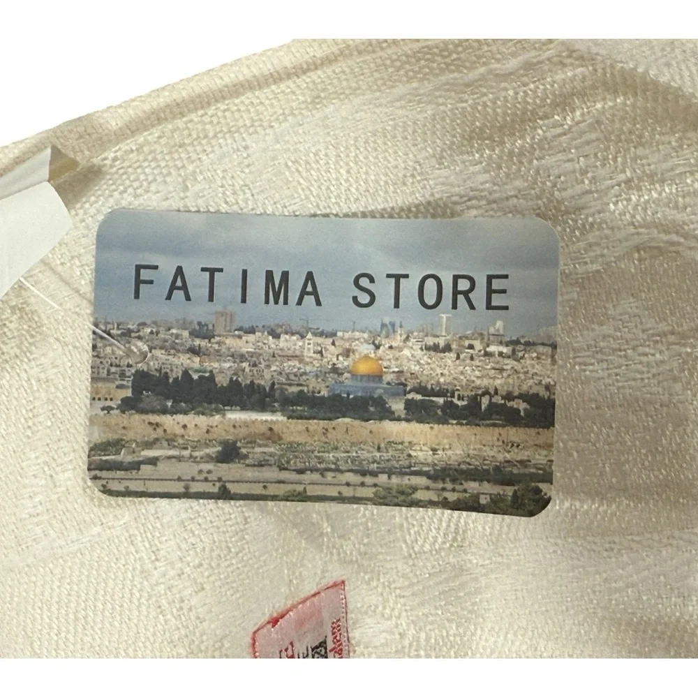 Original Cashmere Scarf from Jerusalem 68” x 27” Cream Colored NWT